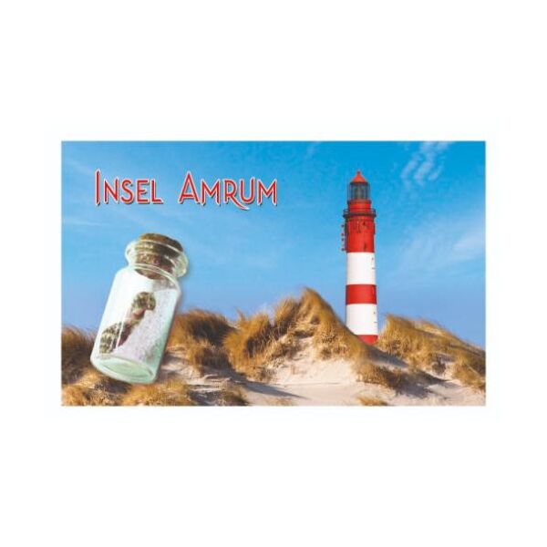 Insel Amrum Magnet mit kleiner Flasche Leuchtturm Nordseeinsel