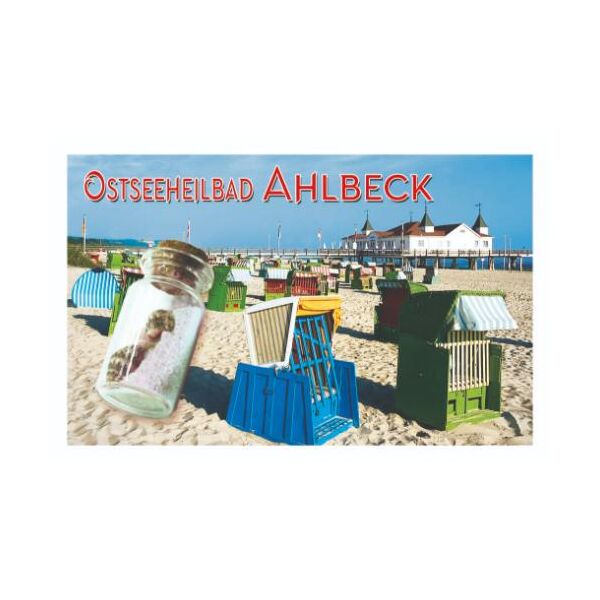 Ostseebad Ahlbeck Magnet mit kleiner Flasche Ostseeheilbad Usedom