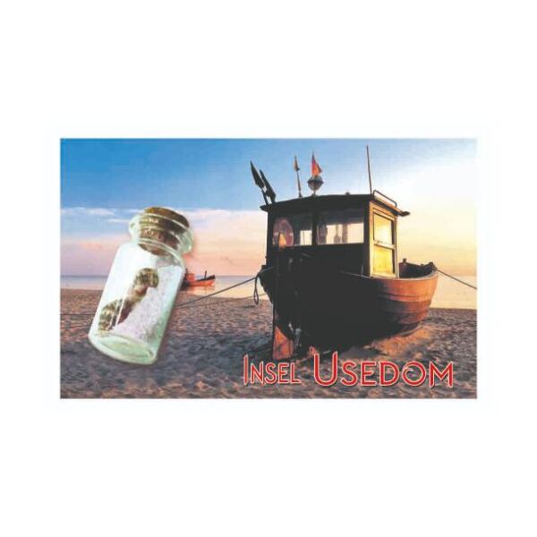 Insel Usedom Magnet mit kleiner Flasche Ostseeinsel Strand