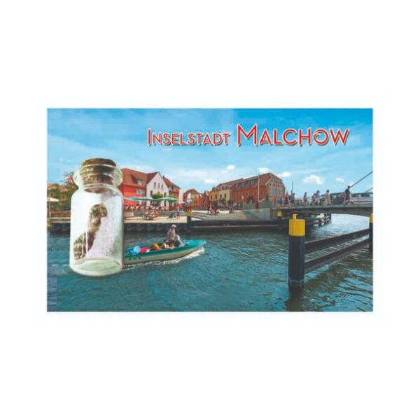Lieferbar ab 2027 - Malchow Magnet mit Flasche Mecklenburgische Seenplatte Inselstadt