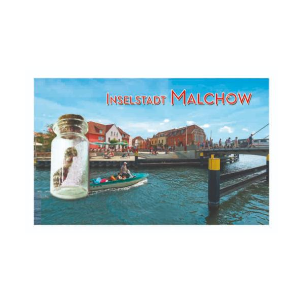 Lieferbar ab 2027 - Malchow Magnet mit Flasche Mecklenburgische Seenplatte Inselstadt