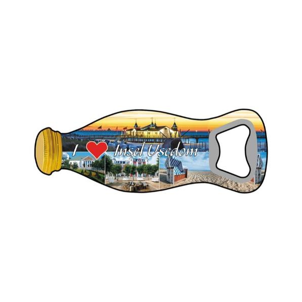 Insel Usedom Flaschenöffner Magnet Flaschenform Ostsee