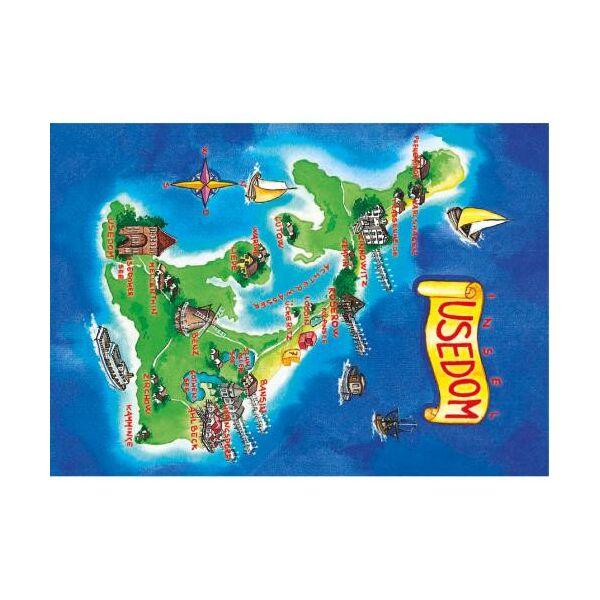 Insel Usedom Puzzlekart Landkarte geograpisch klassisch Ostseeinsel