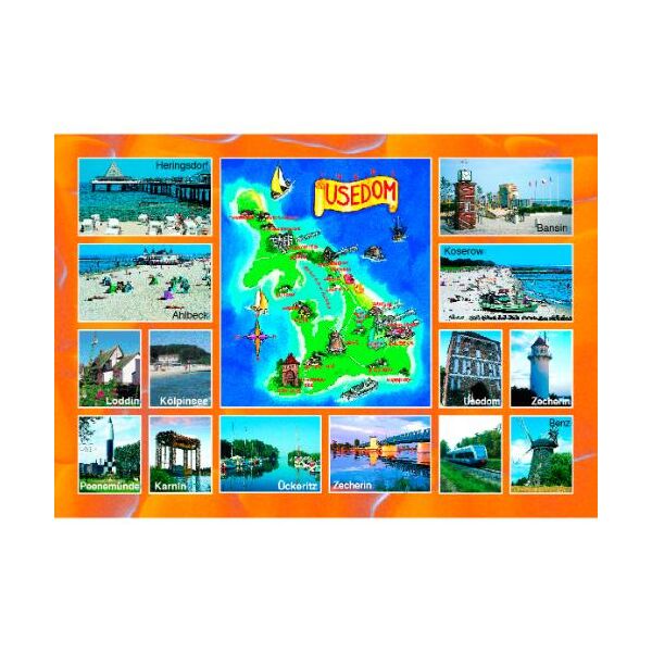 Insel Usedom Puzzlekarte Landkarte 14 Ostseebäder