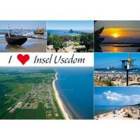 Insel Usedom Puzzlekarte I love Ostseeinsel Usedom Herz 6...
