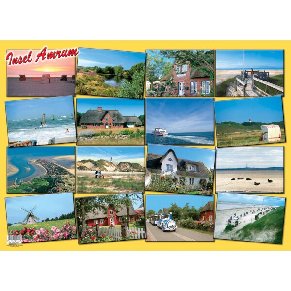 Insel Amrum Tischset Unterlage 44x32 cm 16 Fotos gelb Nordseeinsel