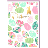 Ostern Grußkarte mit Umschlag bunte Eier gezeichnet...