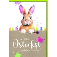 Ostern Grußkarte mit Umschlag Osterhase mit Pinsel...