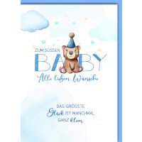 Geburt Baby Junge Glückwunschkarte mit Umschlag...