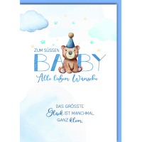 Geburt Baby Junge Glückwunschkarte mit Umschlag...