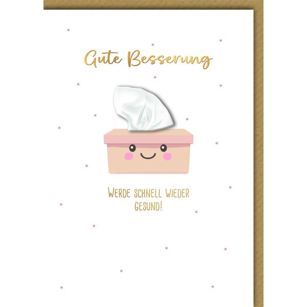 Genesung Gute Besserung Grußkarte mit Umschlag Kleenexbox Wird schnell wieder gesund Genesungskarte Erkältung