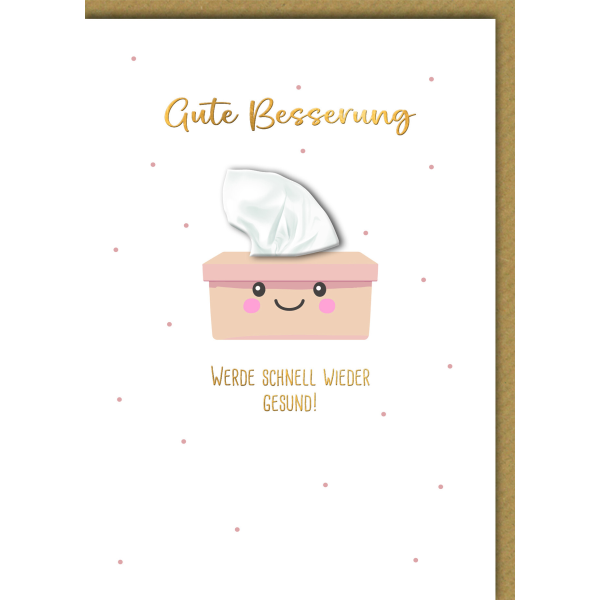 Genesung Gute Besserung Grußkarte mit Umschlag Kleenexbox Wird schnell wieder gesund Genesungskarte Erkältung