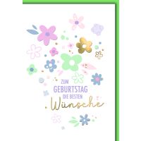 Geburtstag Glückwunschkarte mit Umschlag Blüten...
