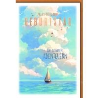 Geburtstag Glückwunschkarte mit Umschlag Segelboot...
