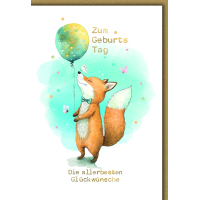 Geburtstag Glückwunschkarte mit Umschlag Fuchs mit...