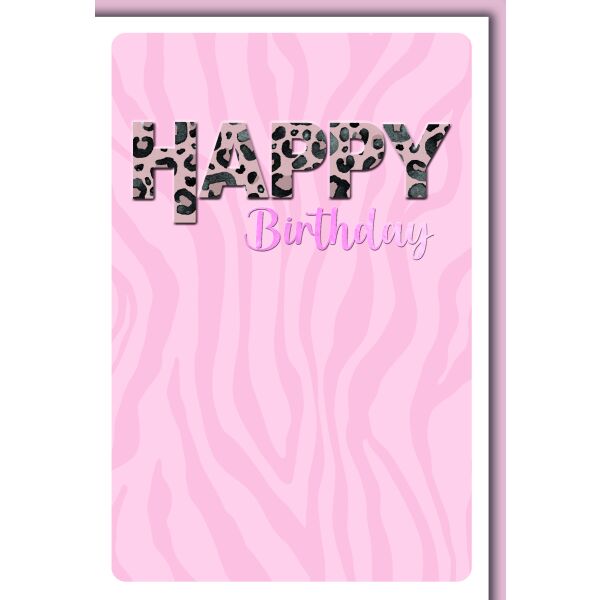 Geburtstag Glückwunschkarte mit Umschlag "HAPPY" Birthday rosa