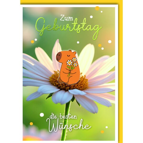 Geburtstag Glückwunschkarte mit Umschlag Wombats auf Blüte Zum Geburtstag die besten Wünsche