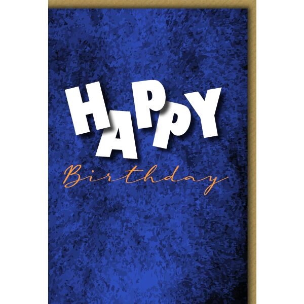 Geburtstag Glückwunschkarte mit Umschlag "HAPPY" Birthday weiss auf dunkelblau