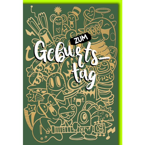 Geburtstag Glückwunschkarte mit Umschlag Comicwirrwarr zum Geburtstag