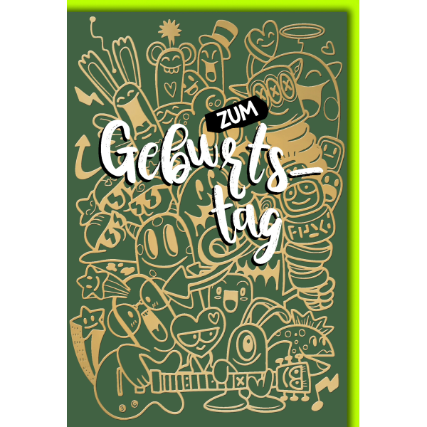 Geburtstag Glückwunschkarte mit Umschlag Comicwirrwarr zum Geburtstag