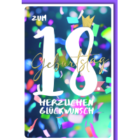 18. Geburtstag Glückwunschkarte mit Umschlag...