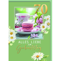 70. Geburtstag Glückwunschkarte mit Umschlag rosa...