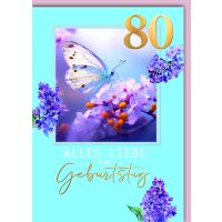 80. Geburtstag Glückwunschkarte mit Umschlag...