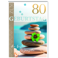 80. Geburtstag Glückwunschkarte mit Umschlag...