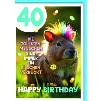 40. Geburtstag Glückwunschkarte mit Umschlag Wombats...