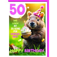 50. Geburtstag Glückwunschkarte mit Umschlag Wombats...