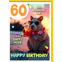 60. Geburtstag Glückwunschkarte mit Umschlag Wombats...