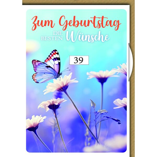 Zahlengeburtstag Drehzahl Glückwunschkarte mit Umschlag Schmetterling auf Magarite die besten Wünsche