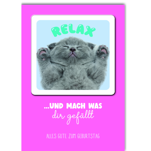Geburtstag Glückwunschkarte mit Umschlag Bierdeckel Kitten Katze Happy Coaster Relax