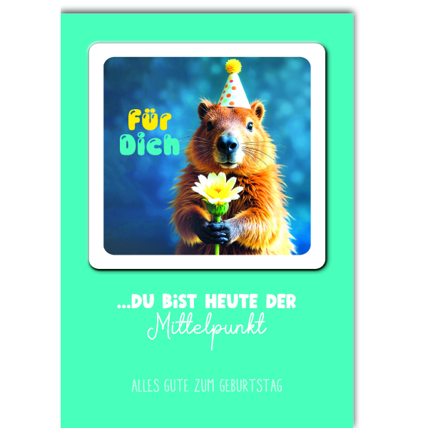 Geburtstag Glückwunschkarte mit Umschlag Bierdeckel Murmeltier mit Partyhut Happy Coaster Für Dich