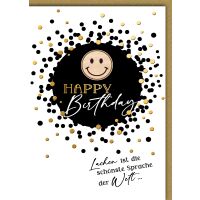 Geburtstag Glückwunschkarte mit Umschlag Holzsmiley...