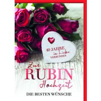 40. Hochzeitstag Rubinhochzeit Glückwunschkarte mit...
