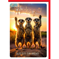 Abschied Grußkarte mit Umschlag 3 Erdmännchen...