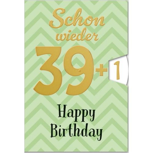 A - Drehzahl Geburtstag 39+ - Glückwunschkarte – Zahlengeburtstag - Doppelkarte im Format 11,5 x 17cm mit Umschlag mit verstellbaren Zahlen