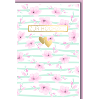 Hochzeitskarte mit Briefumschlag rosa Blüten...