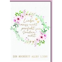 Hochzeitskarte mit Briefumschlag Blüten Kranz 2...