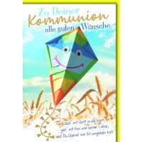 Kommunion Glückwunschkarte mit Umschlag bunter...