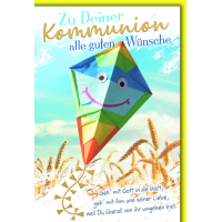 Kommunion Glückwunschkarte mit Umschlag bunter...