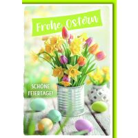 Ostern Grußkarte mit Umschlag Tulpen in Dose Eier...