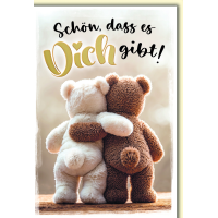 Liebe Grußkarte mit Umschlag zwei Teddybären...