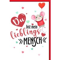 Liebe Grußkarte mit Umschlag Maus am Luftballon Du...