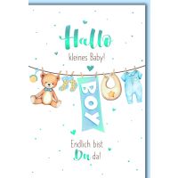 Geburt Baby Junge Glückwunschkarte mit Umschlag...