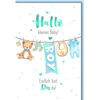Geburt Baby Junge Glückwunschkarte mit Umschlag...