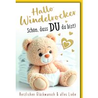 Geburt Baby Glückwunschkarte mit Umschlag Teddy...