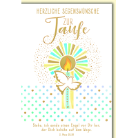 Taufe Glückwunschkarte mit Umschlag gold Kerze Taube...