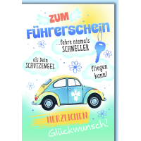 Führerschein Glückwunschkarte mit Umschlag...